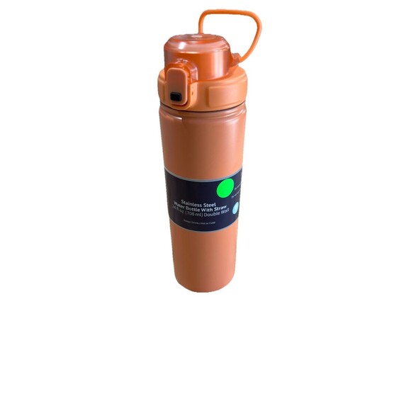 Orange Stainless Steel Water Bottle 24 Oz With Straw Hot Or Cold - Picture 1 of 5